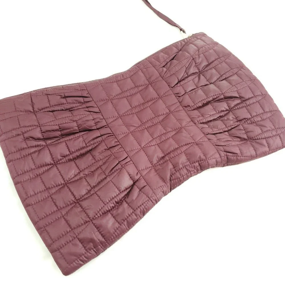 Kate Spade Womens Plum Quilted Classic Clutch Pouch With Gold Hardware